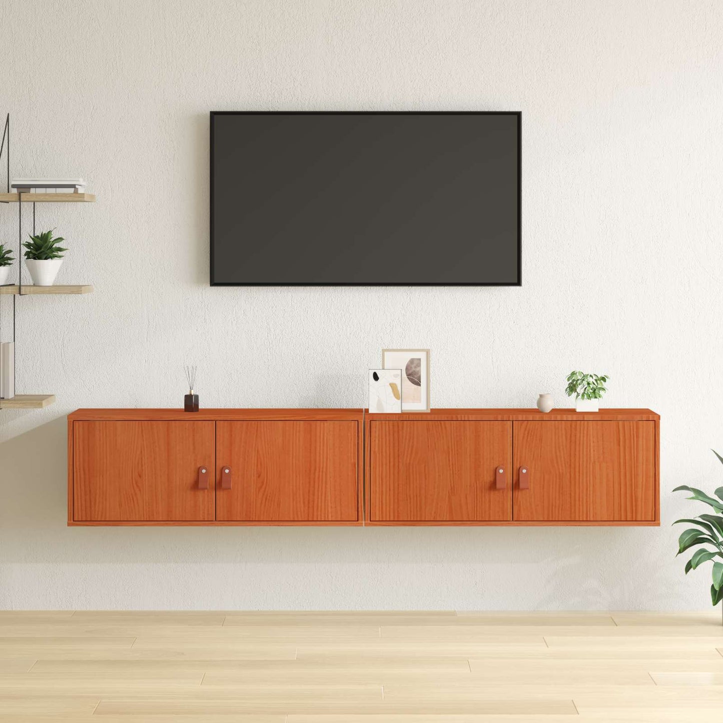 vidaXL Ντουλάπα Τοίχου με ράφι 2 pcs Κερωτό καφέ 80 x 30 x 30 εκ