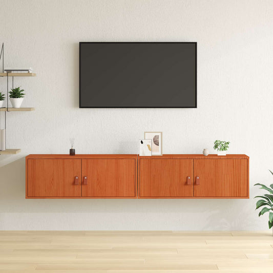 vidaXL Ντουλάπα Τοίχου με ράφι 2 pcs Κερωτό καφέ 80 x 30 x 30 εκ