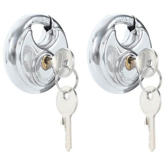 vidaXL Κλειδώματα Discus με Κλειδιά 2 pcs Ασημί 6 x 2.3 x 6 εκ