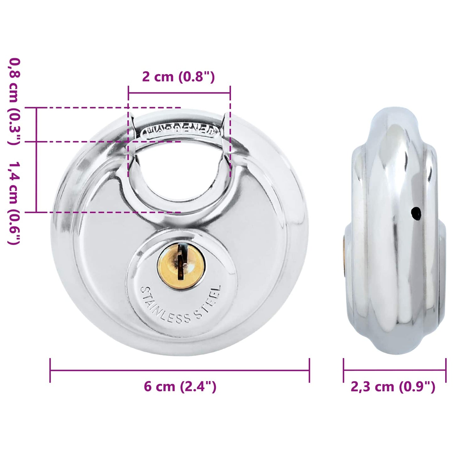 vidaXL Κλειδώματα Discus με Κλειδιά 2 pcs Ασημί 6 x 2.3 x 6 εκ