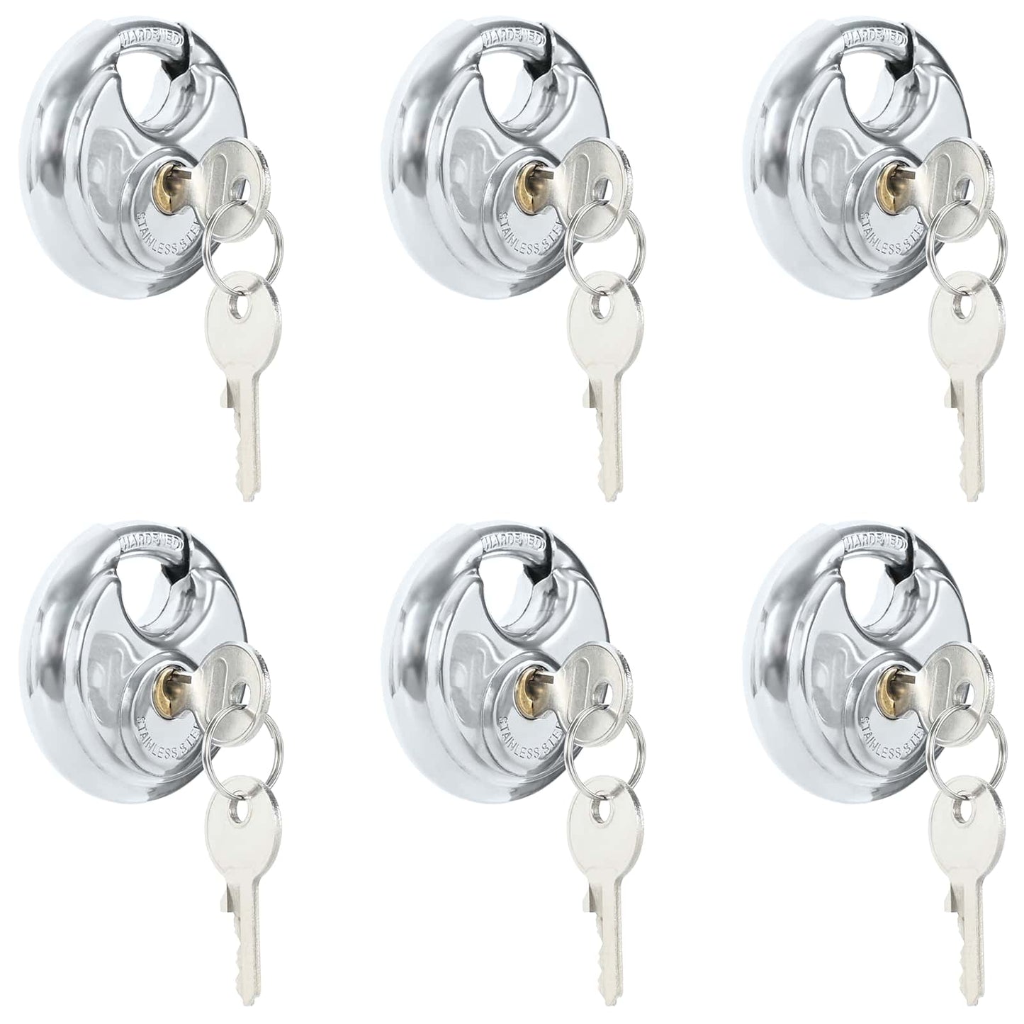 vidaXL Κλειδώματα Discus με Κλειδιά 6 pcs Ασημί 6 x 2.3 x 6 εκ
