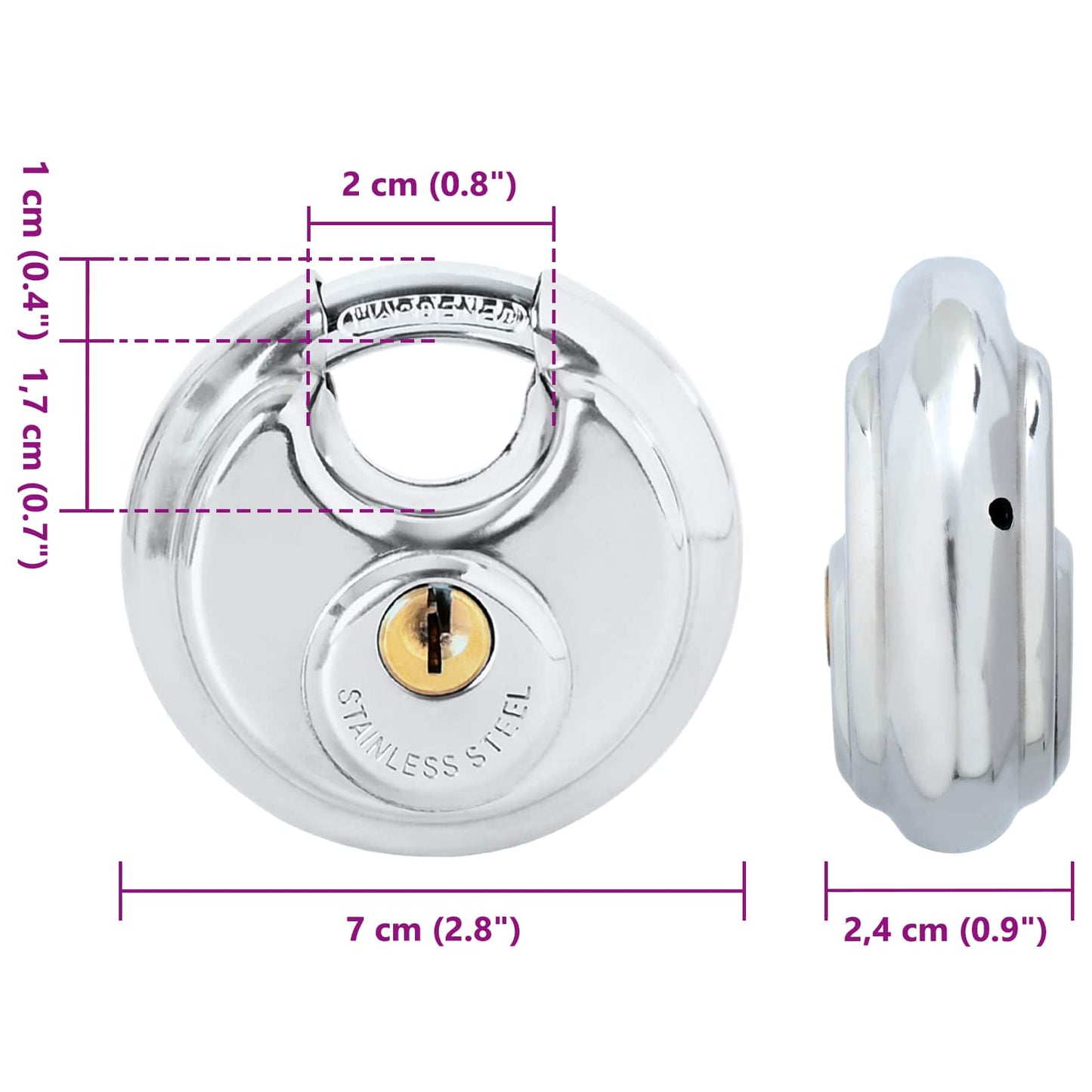 vidaXL Κλειδώματα Discus με Κλειδιά 12 pcs Ασημί 7 x 2.4 x 7 εκ