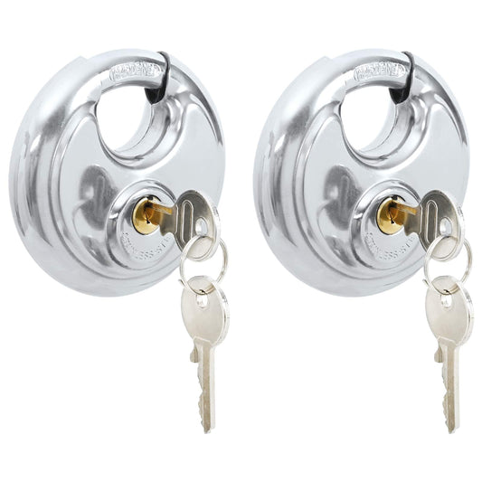 vidaXL Κλειδώματα Discus με Κλειδιά 2 pcs Ασημί 8 x 2.8 x 8 εκ