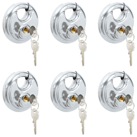 vidaXL Κλειδώματα Discus με Κλειδιά 6 pcs Ασημί 8 x 2.8 x 8 εκ