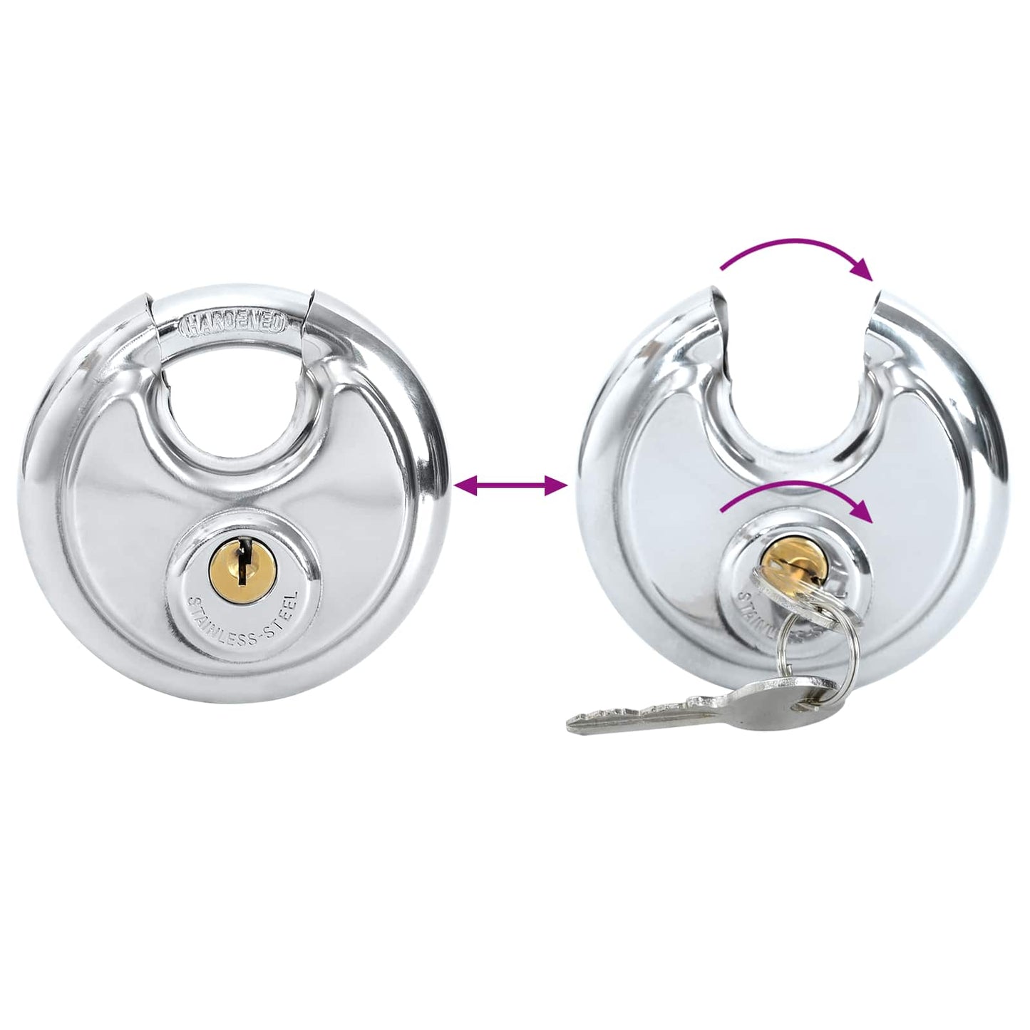 vidaXL Κλειδώματα Discus με Κλειδιά 6 pcs Ασημί 8 x 2.8 x 8 εκ