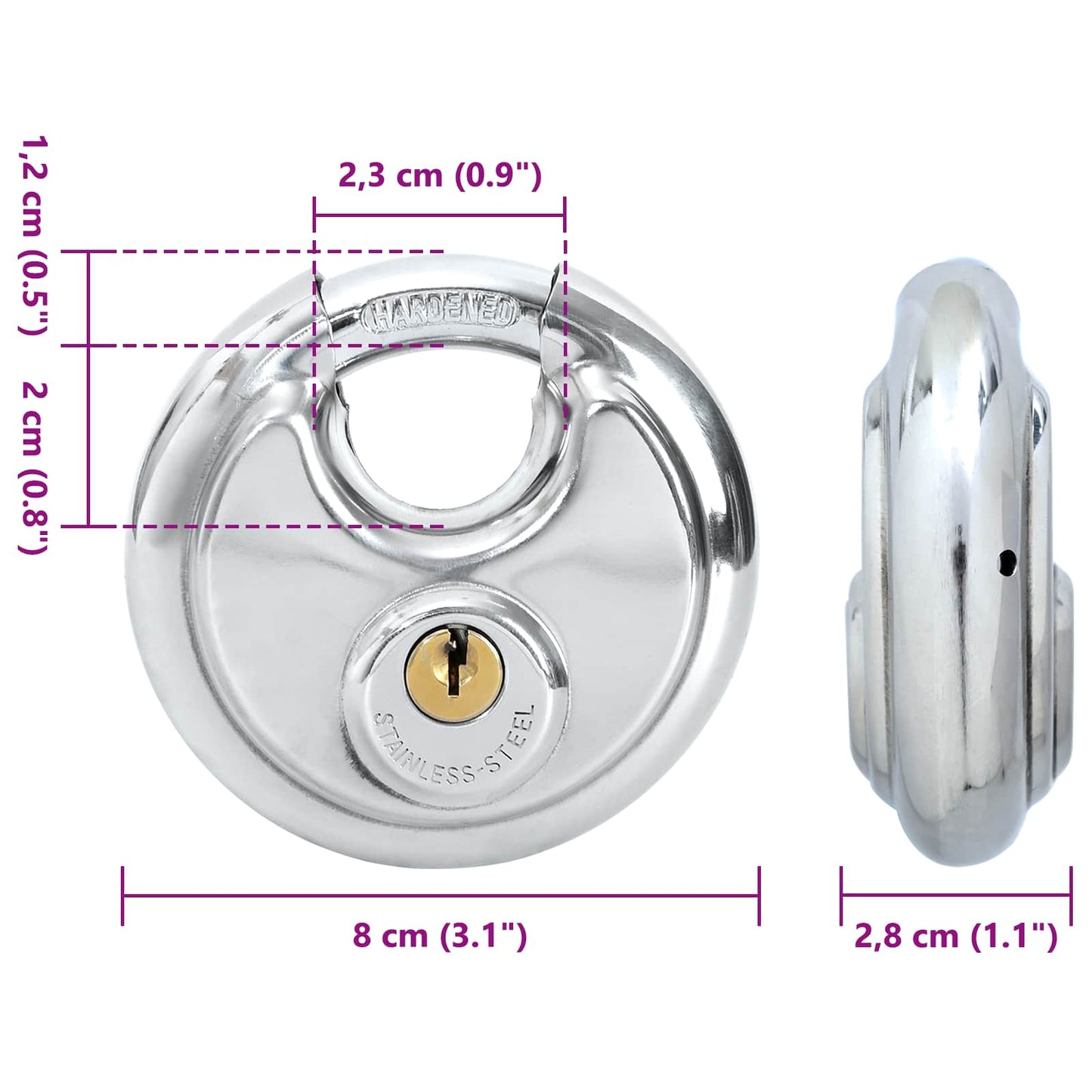 vidaXL Κλειδώματα Discus με Κλειδιά 6 pcs Ασημί 8 x 2.8 x 8 εκ