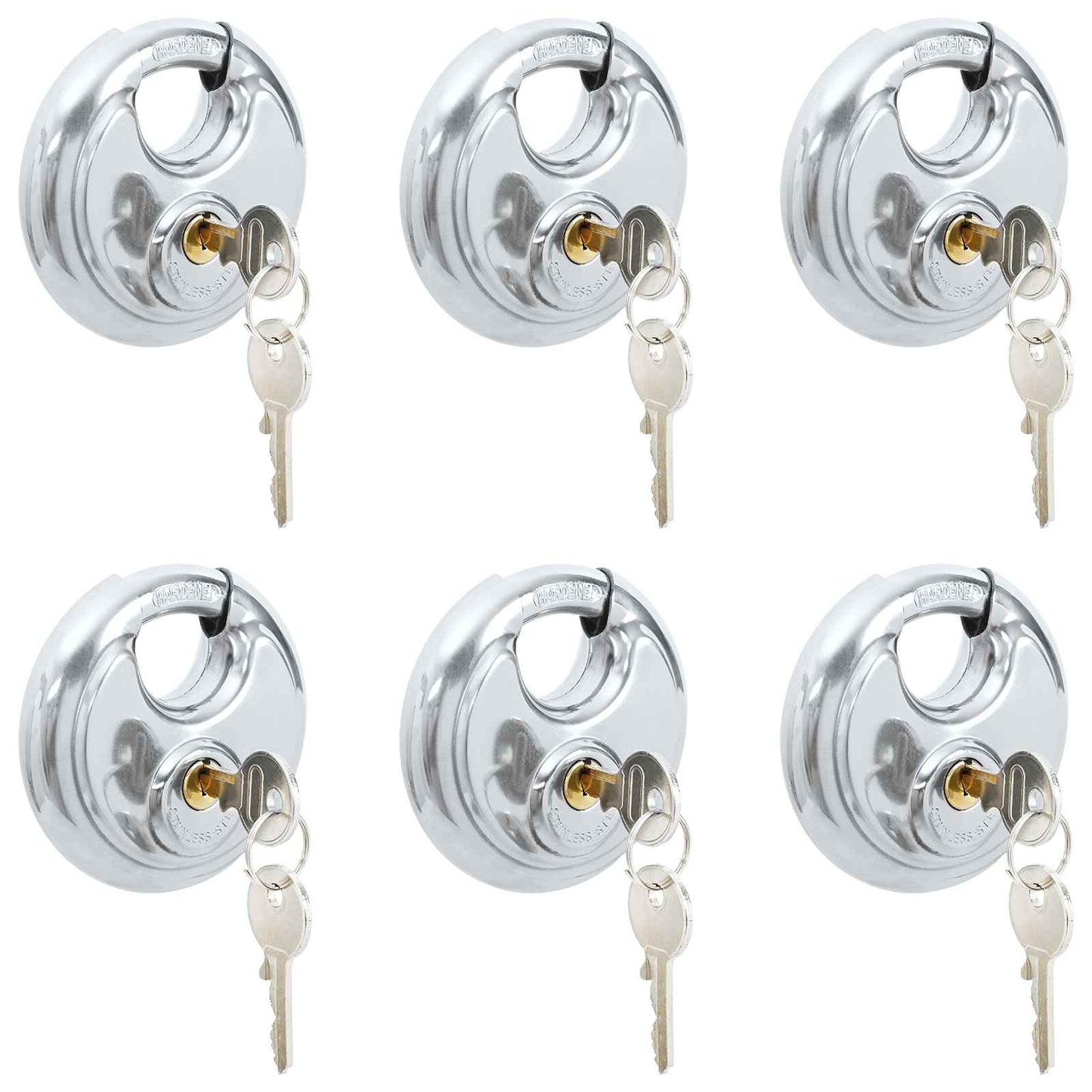 vidaXL Κλειδώματα Discus με Κλειδιά 6 pcs Ασημί 9 x 2.8 x 9 εκ