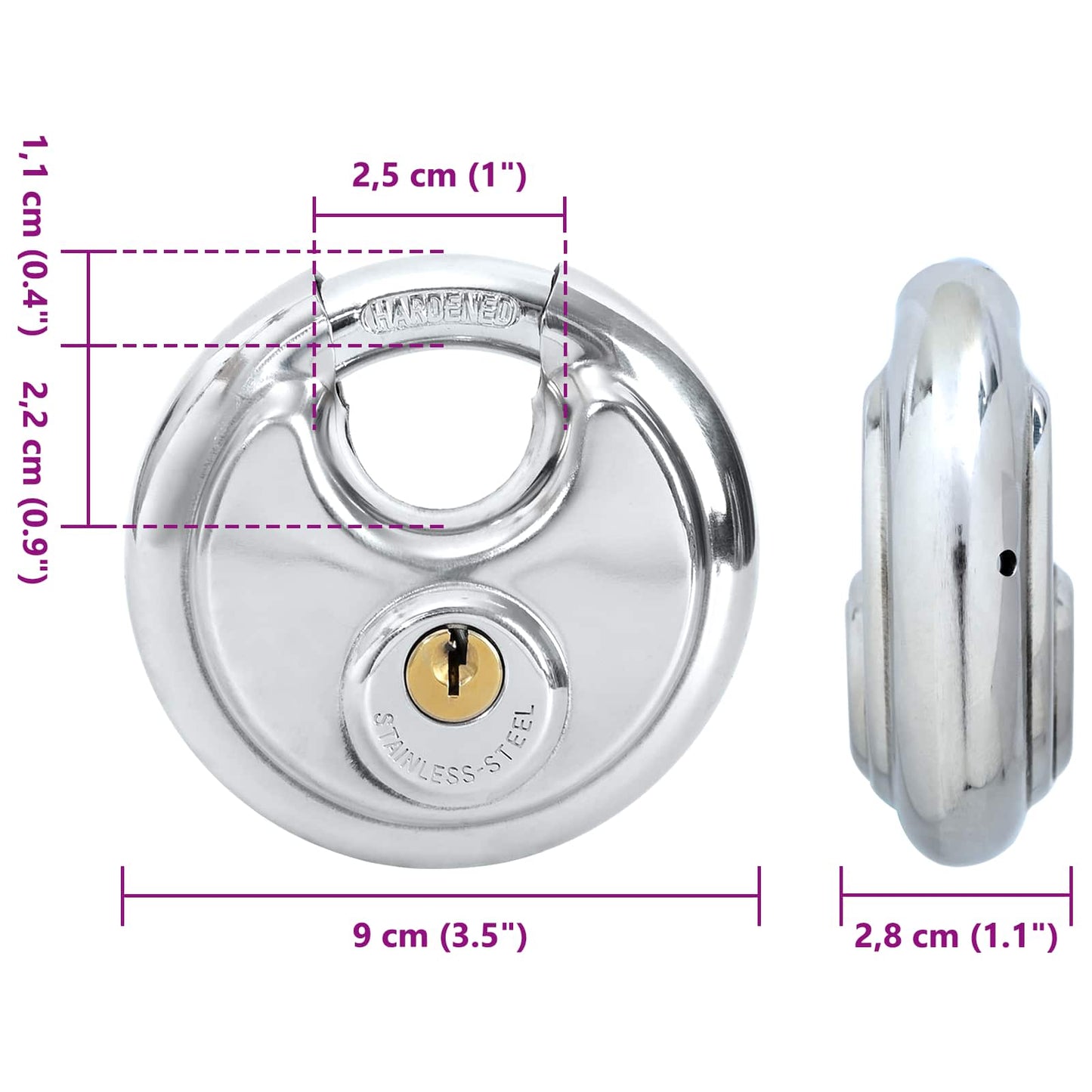 vidaXL Κλειδώματα Discus με Κλειδιά 6 pcs Ασημί 9 x 2.8 x 9 εκ