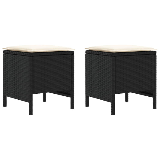 vidaXL Σκαμπό Κήπου 2 Τεμάχιο Μαύρο και Κρέμα 38 x 38 x 45 cm Ράτα PE