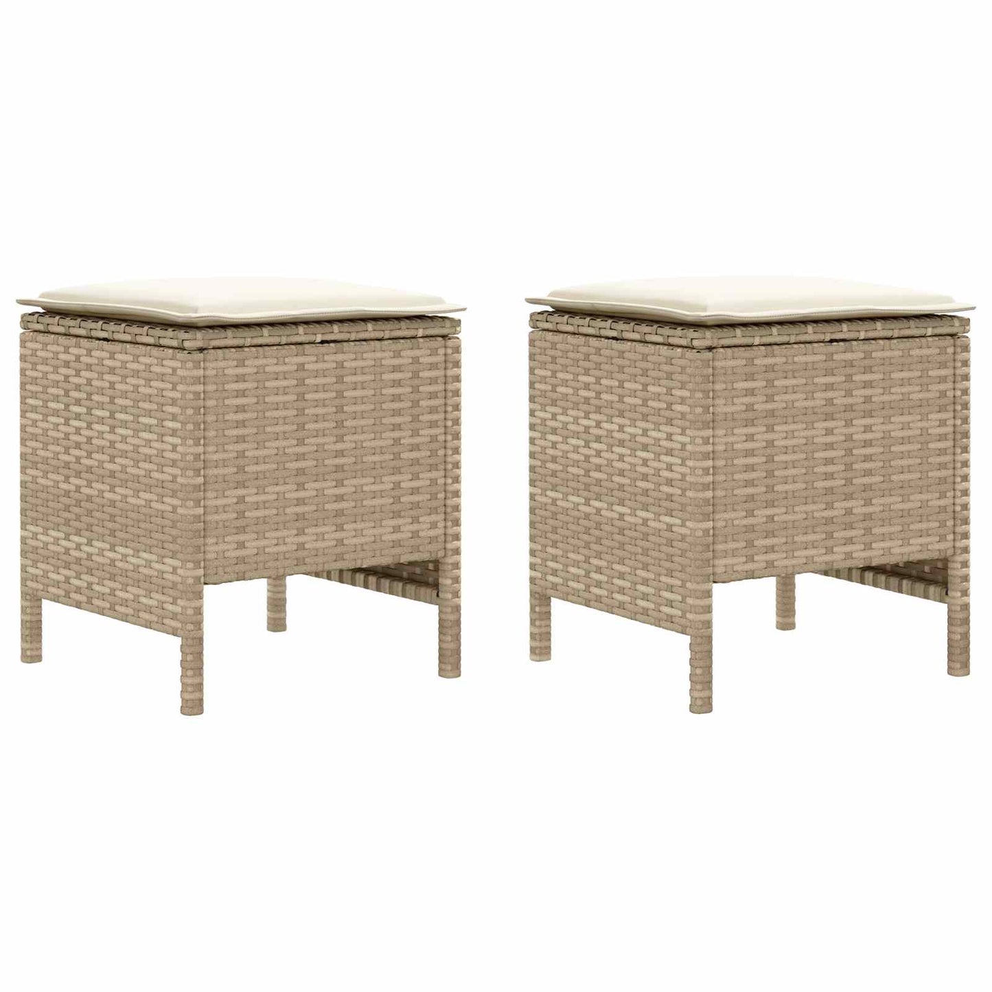 vidaXL Σκαμπό Κήπου 2 Τεμάχιο Μπεζ και Κρέμα 38 x 38 x 45 cm Ράτα PE