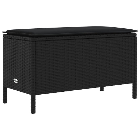 vidaXL Σκαμπό Κήπου με μαξιλάρι Μαύρο 80 x 38 x 45 cm Ράτα PE