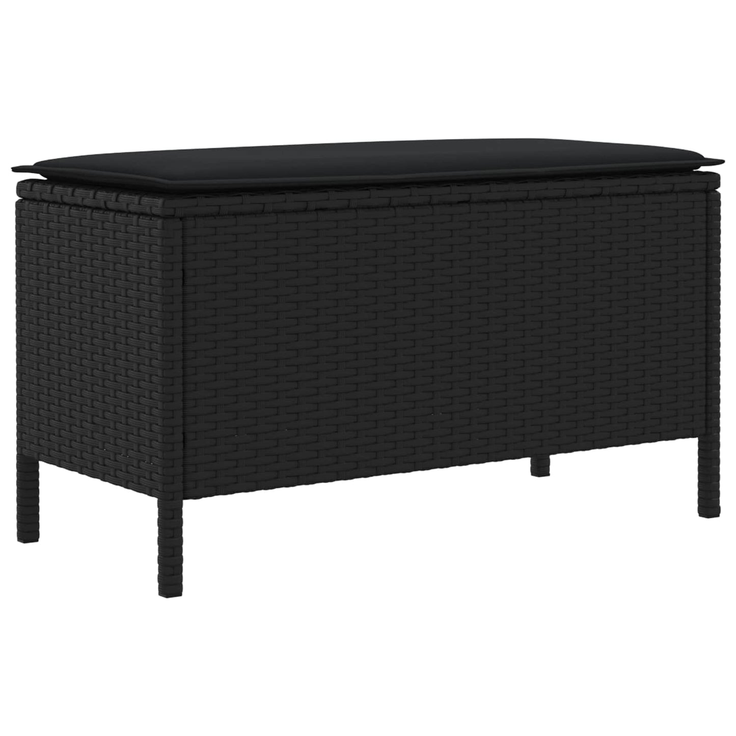 vidaXL Σκαμπό Κήπου με μαξιλάρι Μαύρο 80 x 38 x 45 cm Ράτα PE