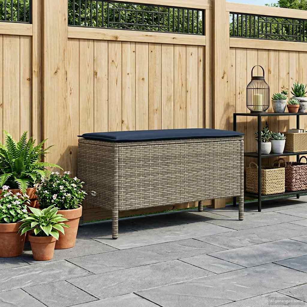 vidaXL Σκαμπό Κήπου Γκρι και Navy Blue 80 x 38 x 42 εκ Ράτα PE