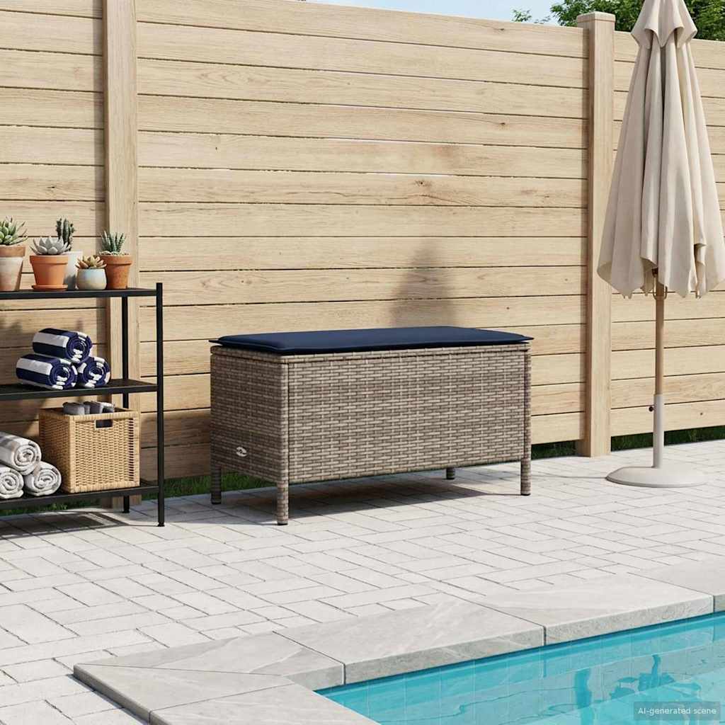 vidaXL Σκαμπό Κήπου Γκρι και Navy Blue 80 x 38 x 42 εκ Ράτα PE