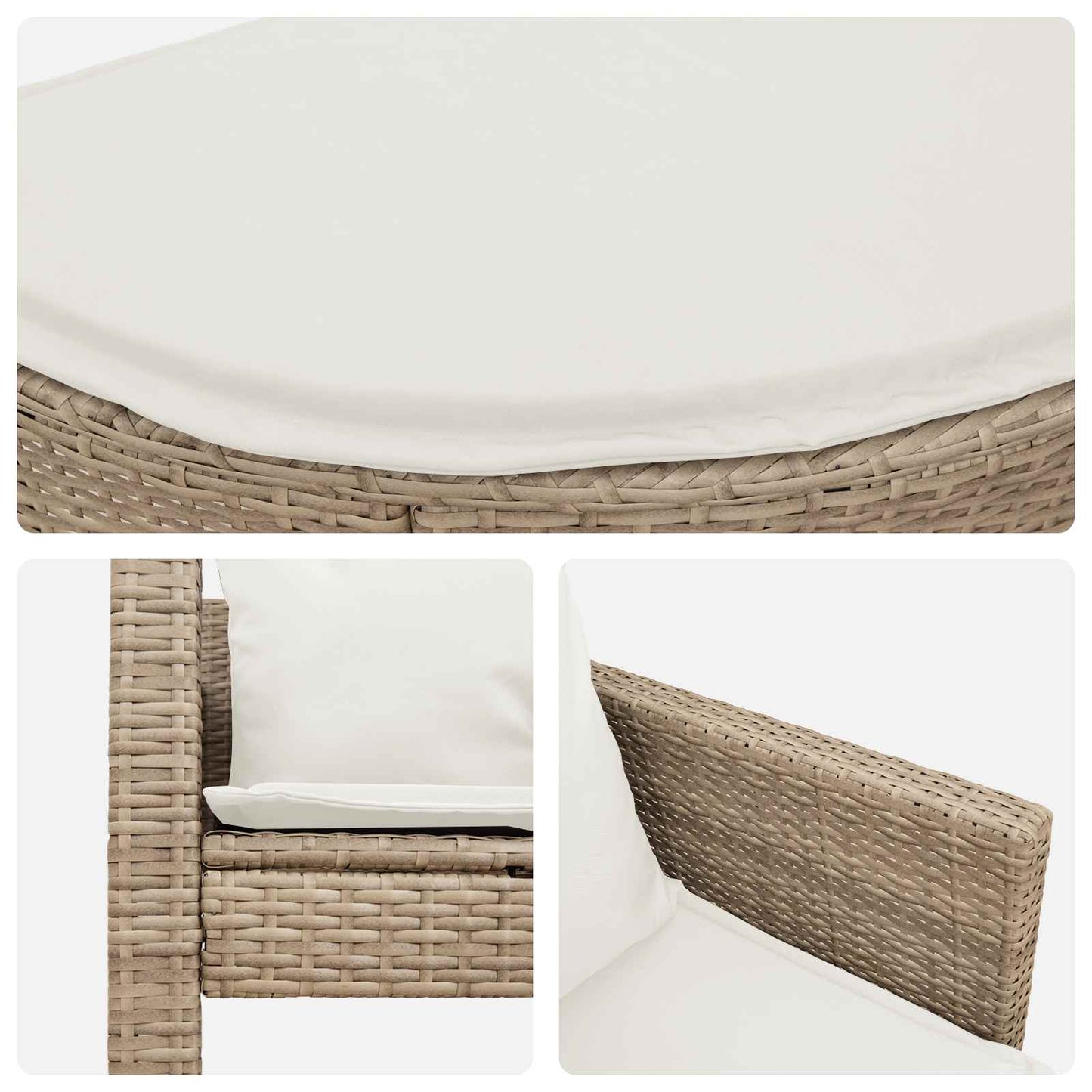 vidaXL Καναπές Κήπου με μαξιλάρι 8 pcs Μπεζ και Κρέμ συνθετικό ρατάν