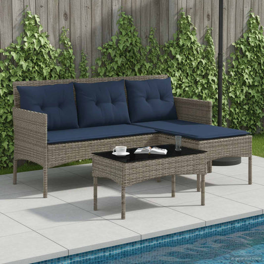 vidaXL Σετ Καναπέ Κήπου 2 pcs Γκρι και Navy Blue συνθετικό ρατάν