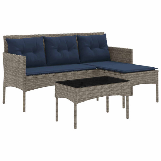 vidaXL Σετ Καναπέ Κήπου 2 pcs Γκρι και Navy Blue συνθετικό ρατάν