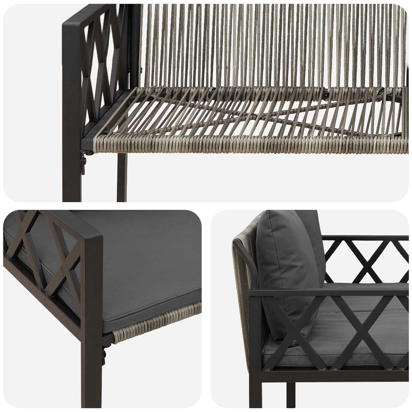 vidaXL Εξωτερικά παγκάκια 2 -Seater 116 x 56 x 75 εκ. συνθετικό ρατάν