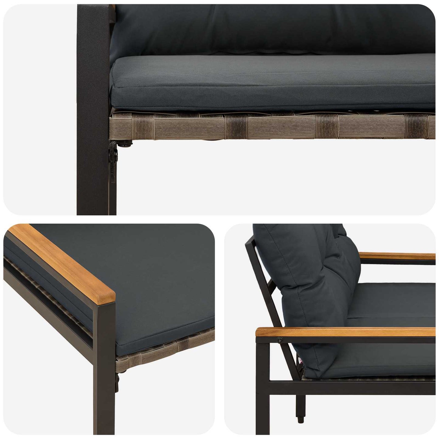 vidaXL Εξωτερικός πάγκος 2 -Seater 116 x 67,5 x 72 εκ συνθετικό ρατάν