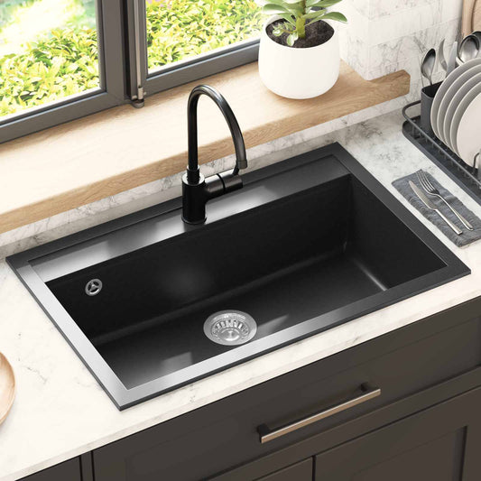 vidaXL Σιντρινο Μαύρο 795 x 505 χλστ. Γρανίτης