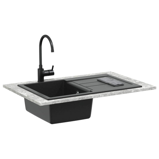vidaXL Σιντρινο Μαύρο 780 x 500 mm 80% Χαλαζίας και 20% Ρητίνη