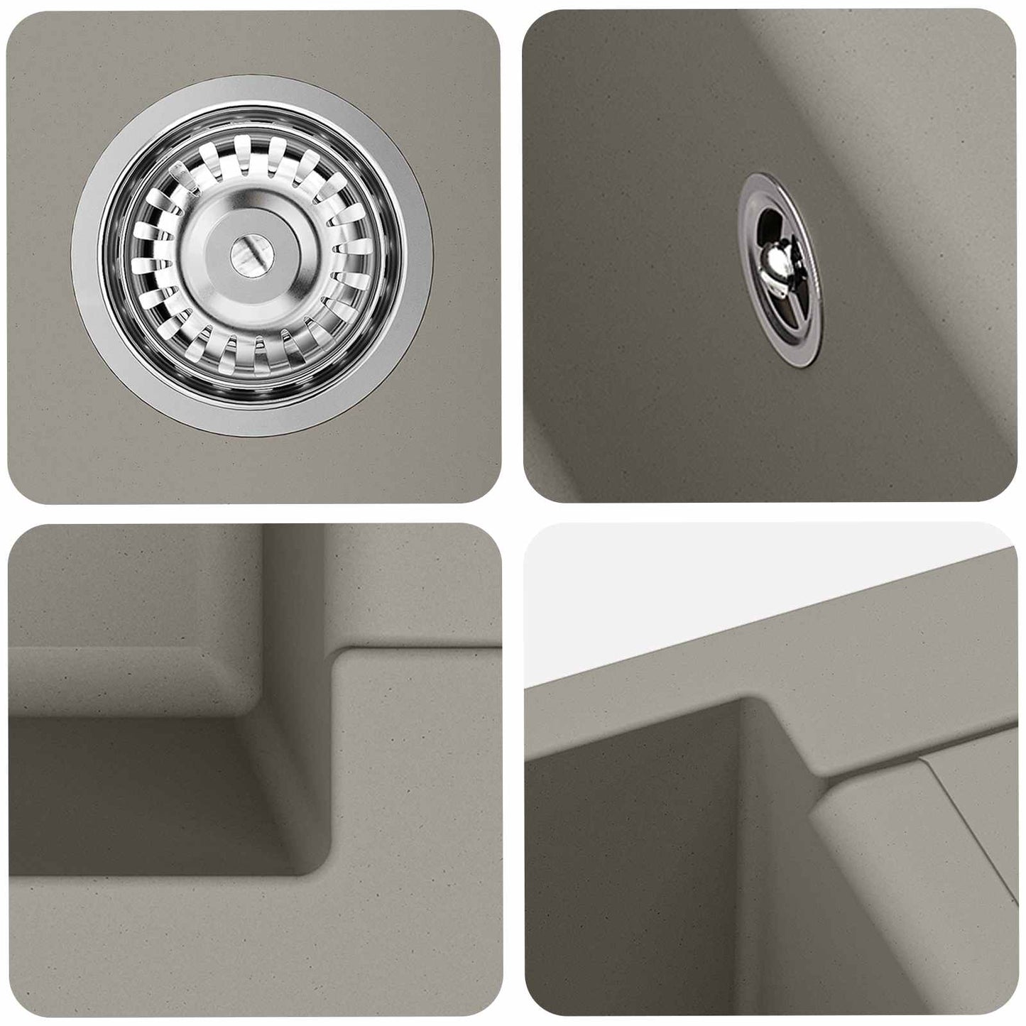 vidaXL Σιντρινο Γκρι 780 x 500 mm 80% Χαλαζίας και 20% Ρητίνη