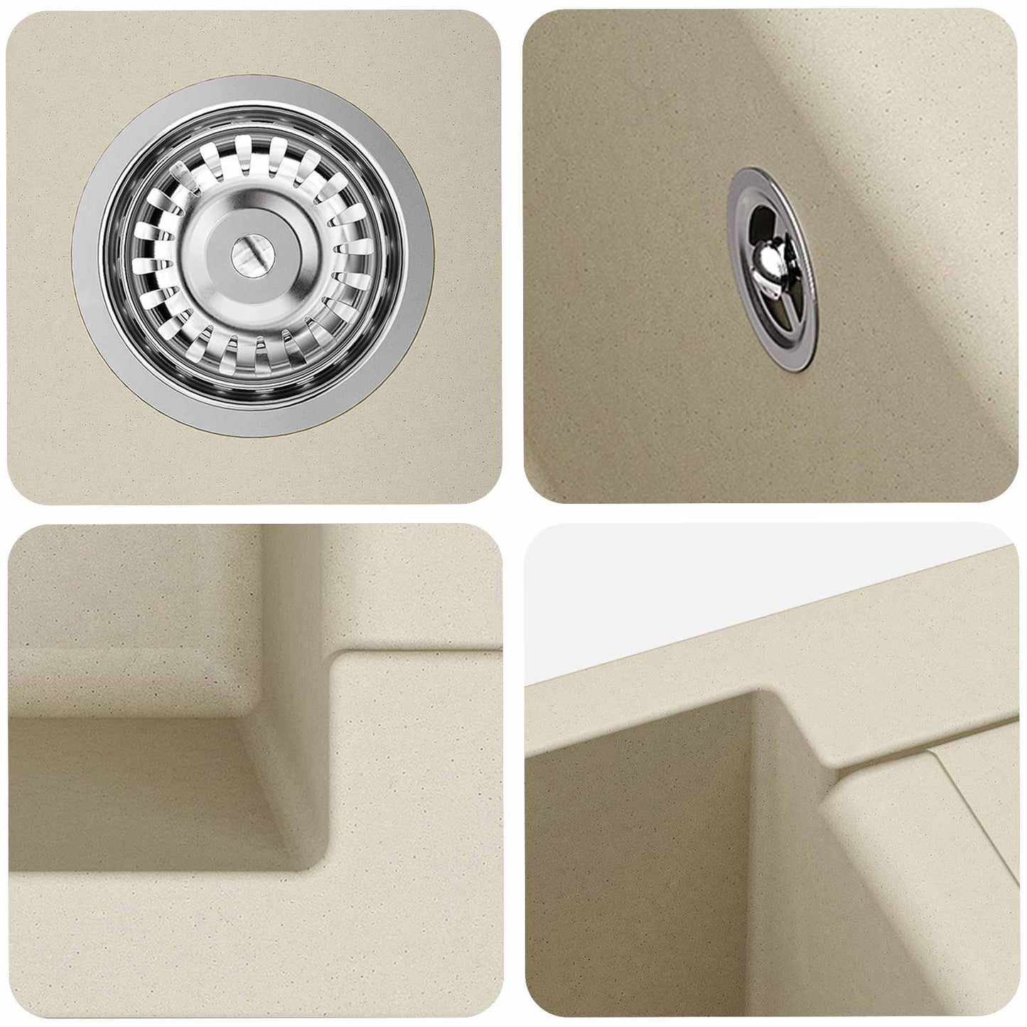 vidaXL Σιντρινο Μπεζ 780 x 500 mm 80% Χαλαζίας και 20% Ρητίνη
