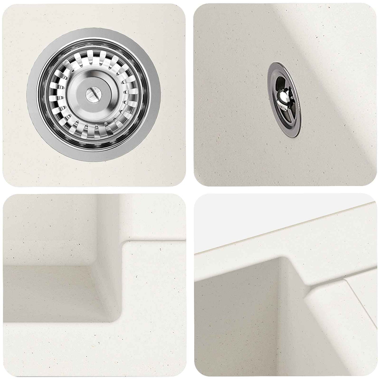 vidaXL Σιντρινο Λευκό 780 x 500 mm 80% Χαλαζίας και 20% Ρητίνη
