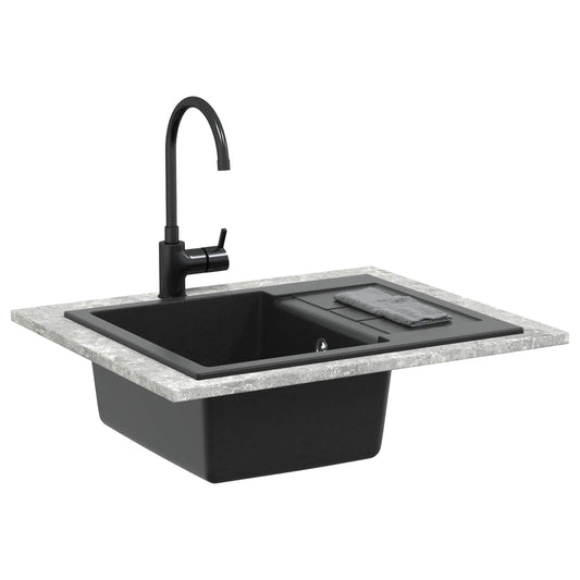 vidaXL Σιντρινο Μαύρο 620 x 500 mm 80% Χαλαζίας και 20% Ρητίνη