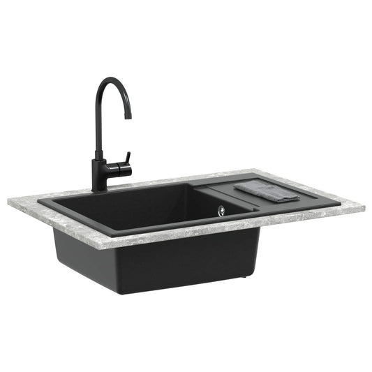 vidaXL Σιντρινο Μαύρο 780 x 500 mm 80% Χαλαζίας και 20% Ρητίνη