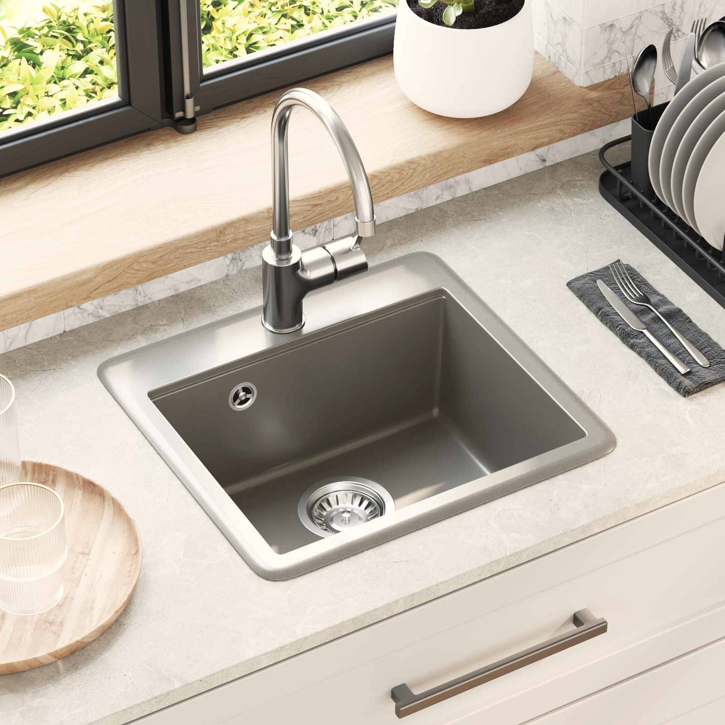 vidaXL Σιντρινο Γκρι 470 x 440 mm Γρανίτης
