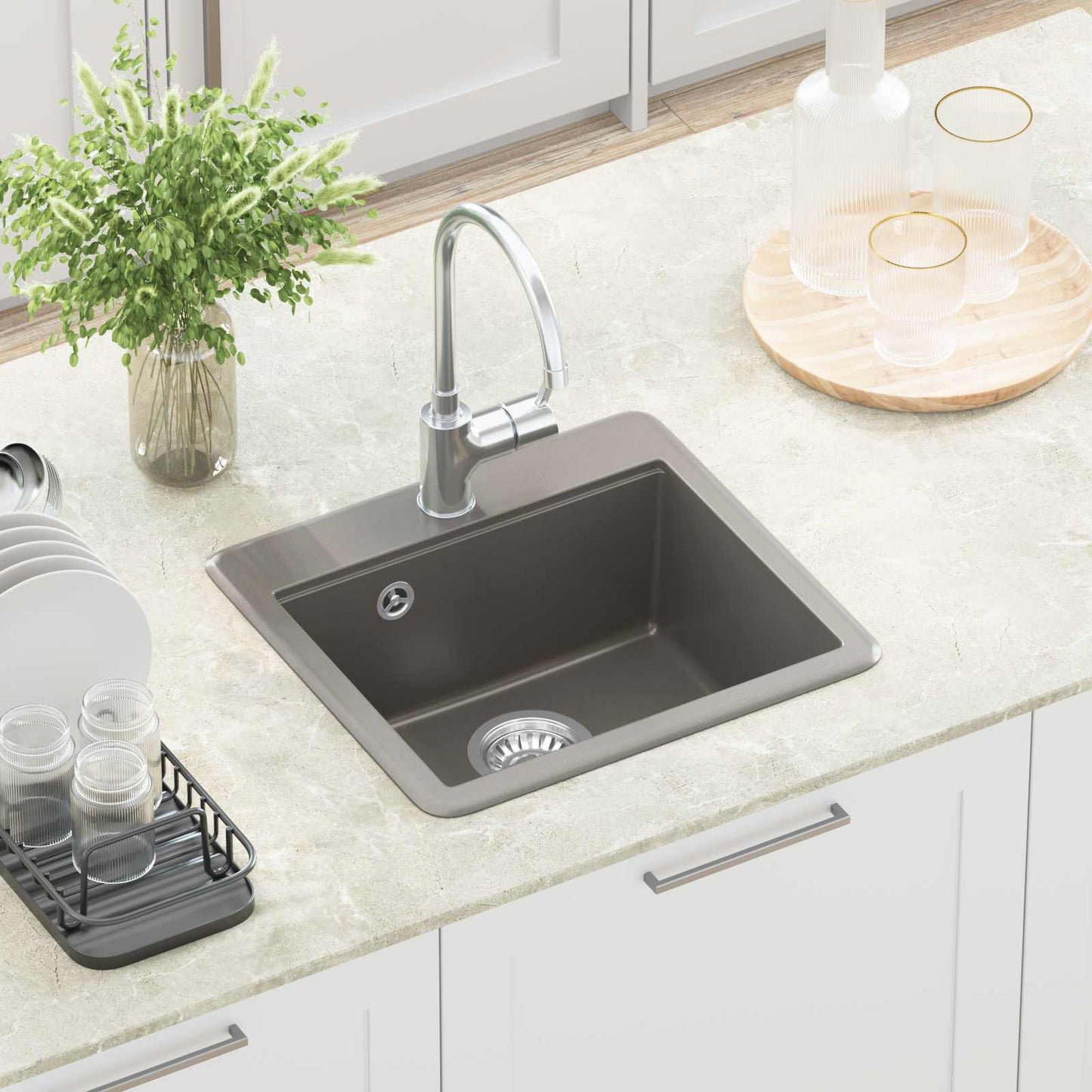 vidaXL Σιντρινο Γκρι 470 x 440 mm Γρανίτης