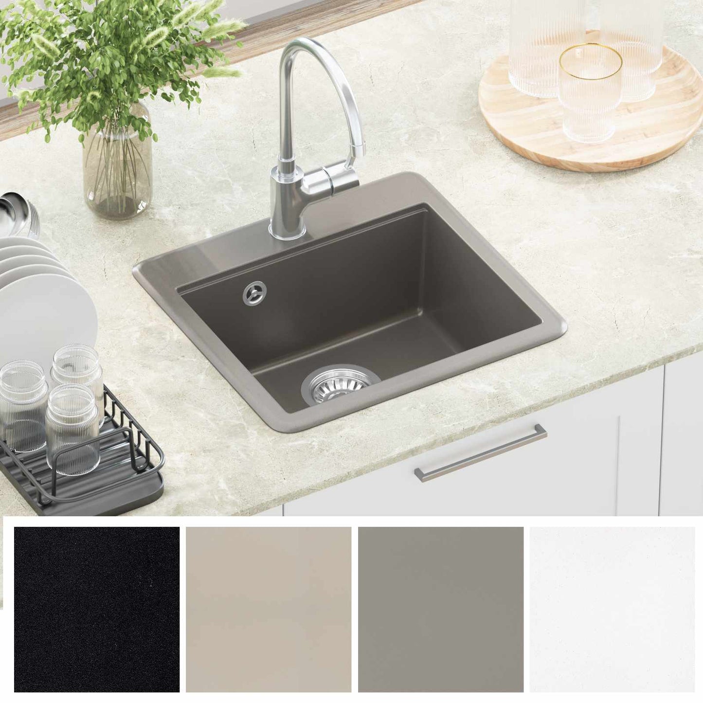 vidaXL Σιντρινο Γκρι 470 x 440 mm Γρανίτης
