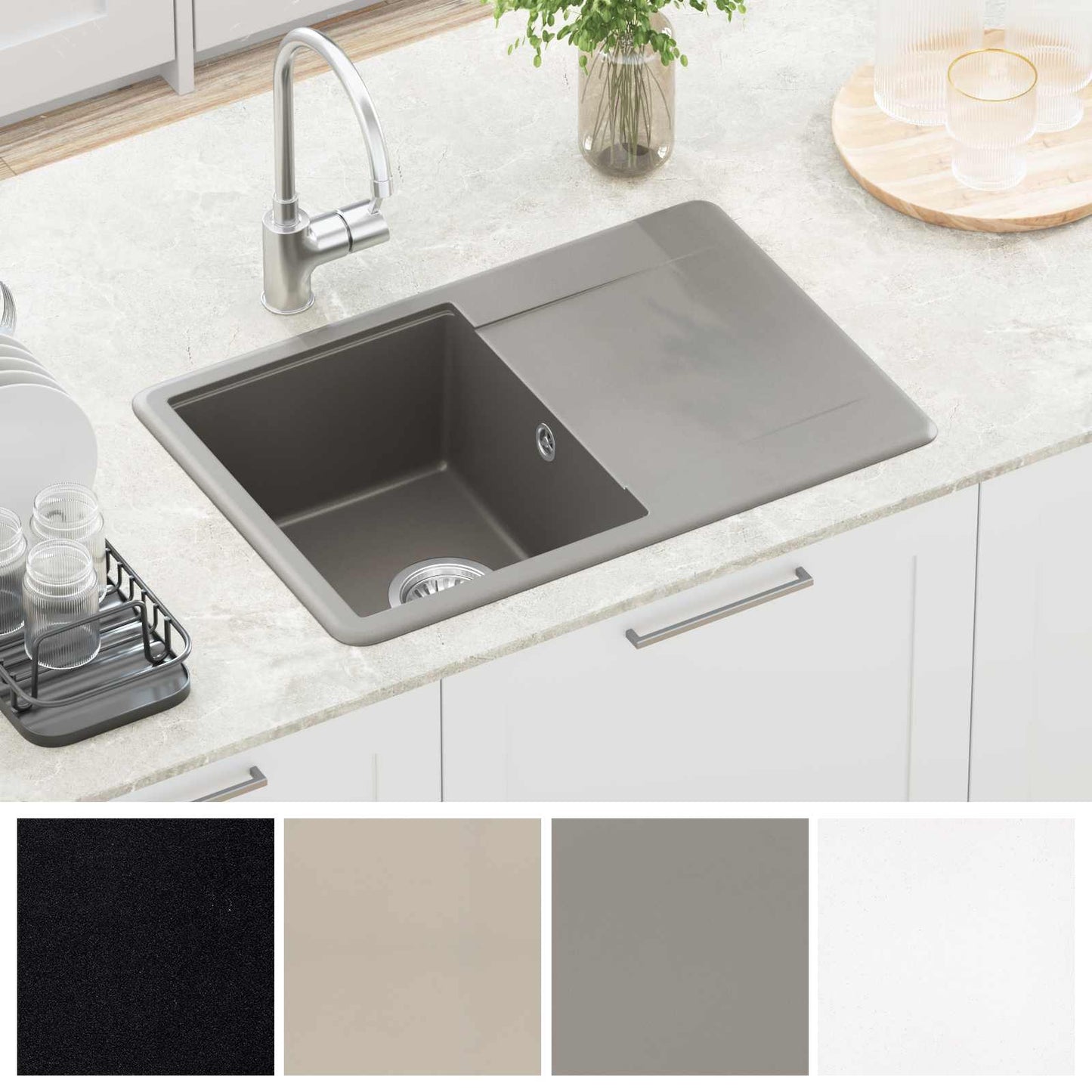 vidaXL Σιντρινο Γκρι 670 x 460 mm 80% Χαλαζίας και 20% Ρητίνη