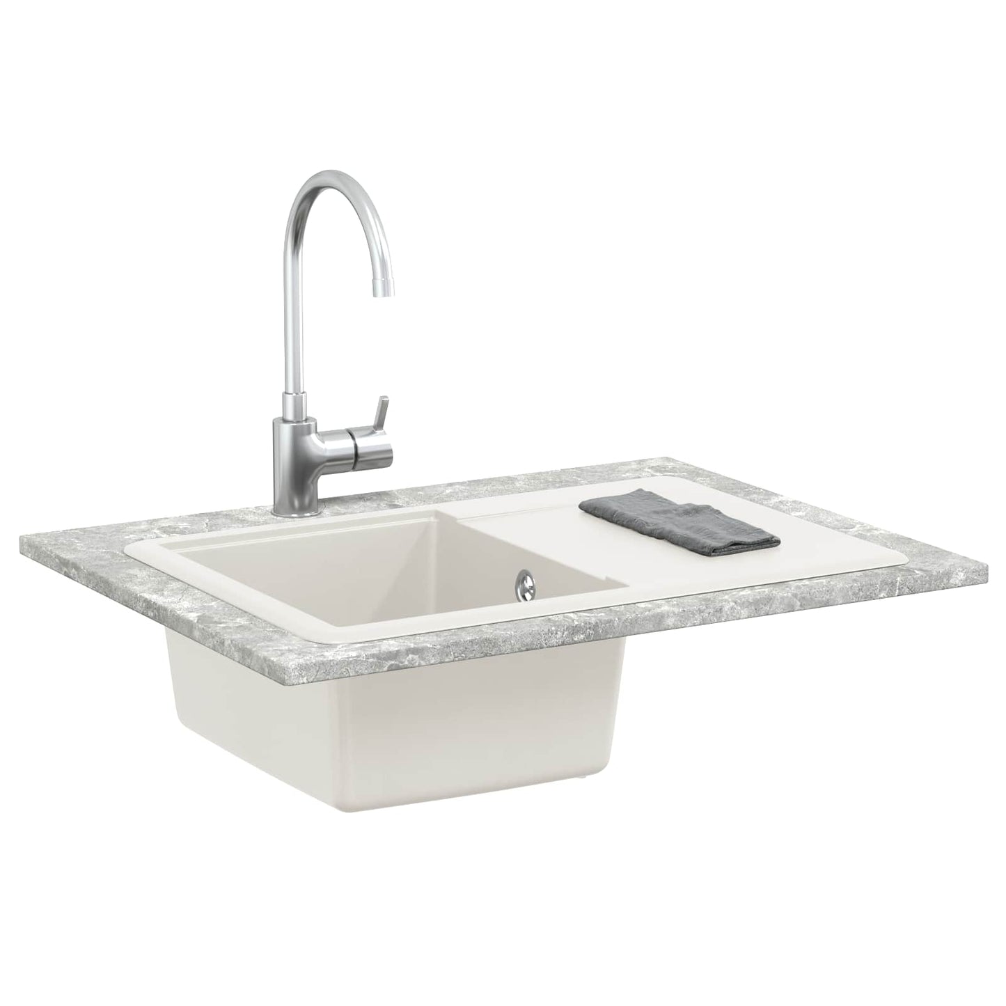 vidaXL Σιντρινο Λευκό 670 x 460 mm 80% Χαλαζίας και 20% Ρητίνη