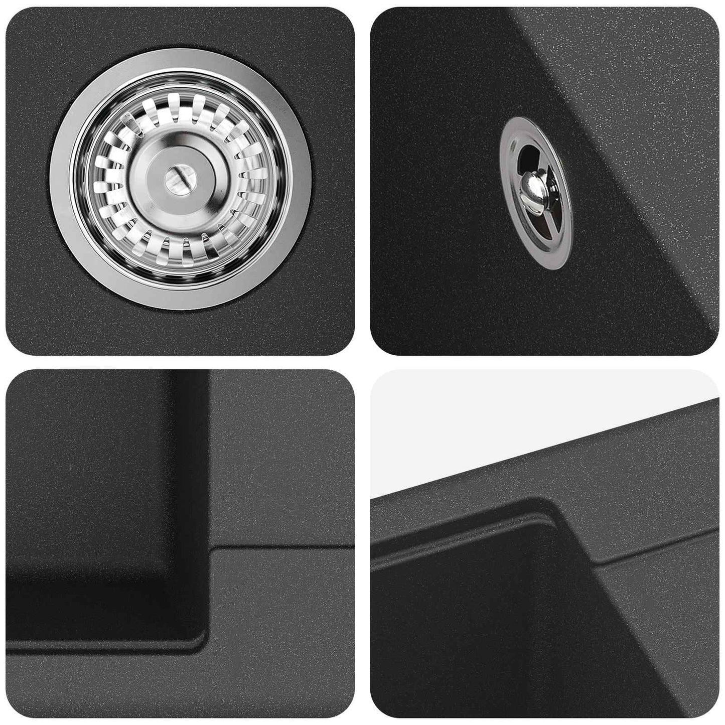vidaXL Σιντρινο Μαύρο 560 x 460 mm 80% Χαλαζίας και 20% Ρητίνη