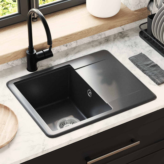 vidaXL Σιντρινο Μαύρο 560 x 460 mm 80% Χαλαζίας και 20% Ρητίνη