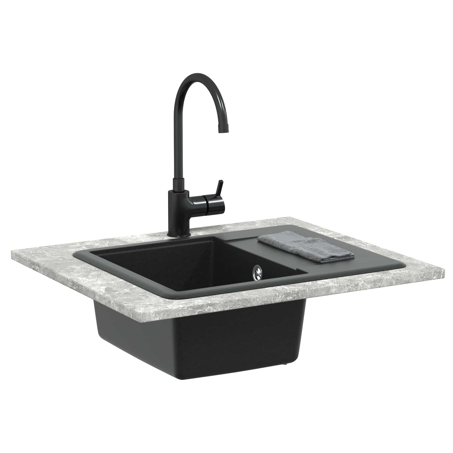 vidaXL Σιντρινο Μαύρο 560 x 460 mm 80% Χαλαζίας και 20% Ρητίνη