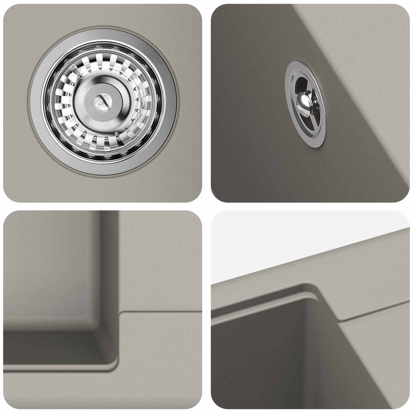 vidaXL Σιντρινο Γκρι 560 x 460 mm 80% Χαλαζίας και 20% Ρητίνη
