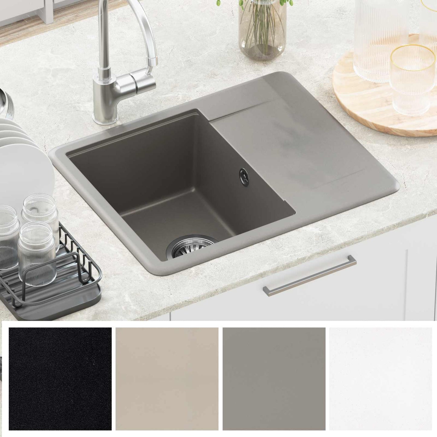 vidaXL Σιντρινο Γκρι 560 x 460 mm 80% Χαλαζίας και 20% Ρητίνη