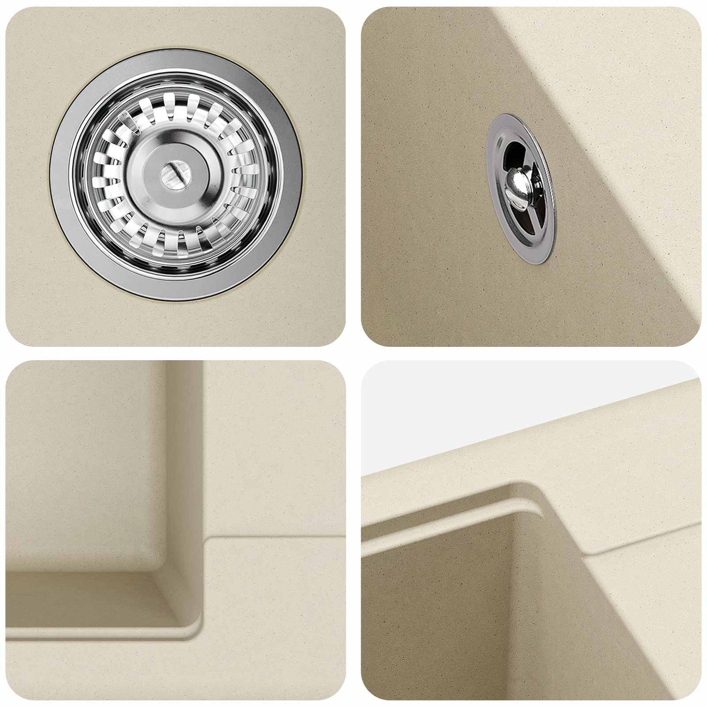 vidaXL Σιντρινο Μπεζ 560 x 460 mm 80% Χαλαζίας και 20% Ρητίνη
