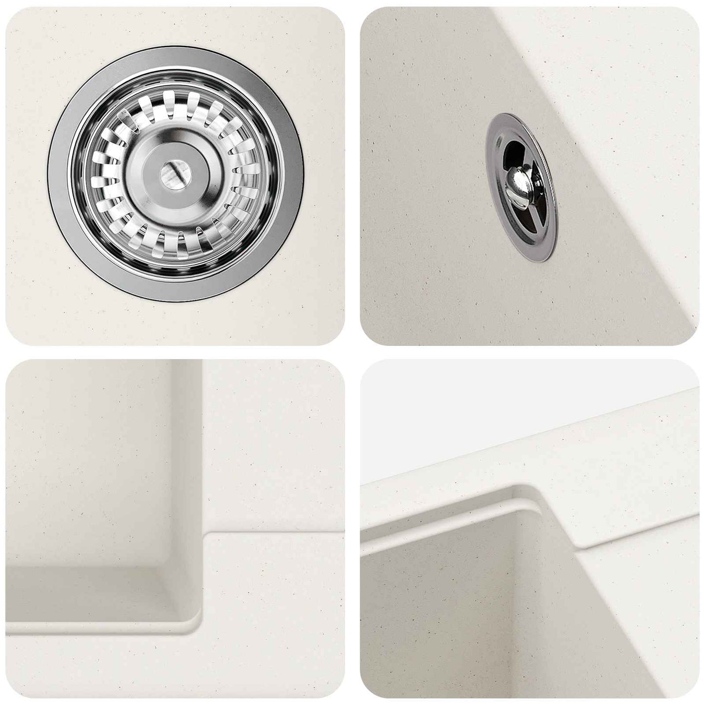 vidaXL Σιντρινο Λευκό 560 x 460 mm 80% Χαλαζίας και 20% Ρητίνη