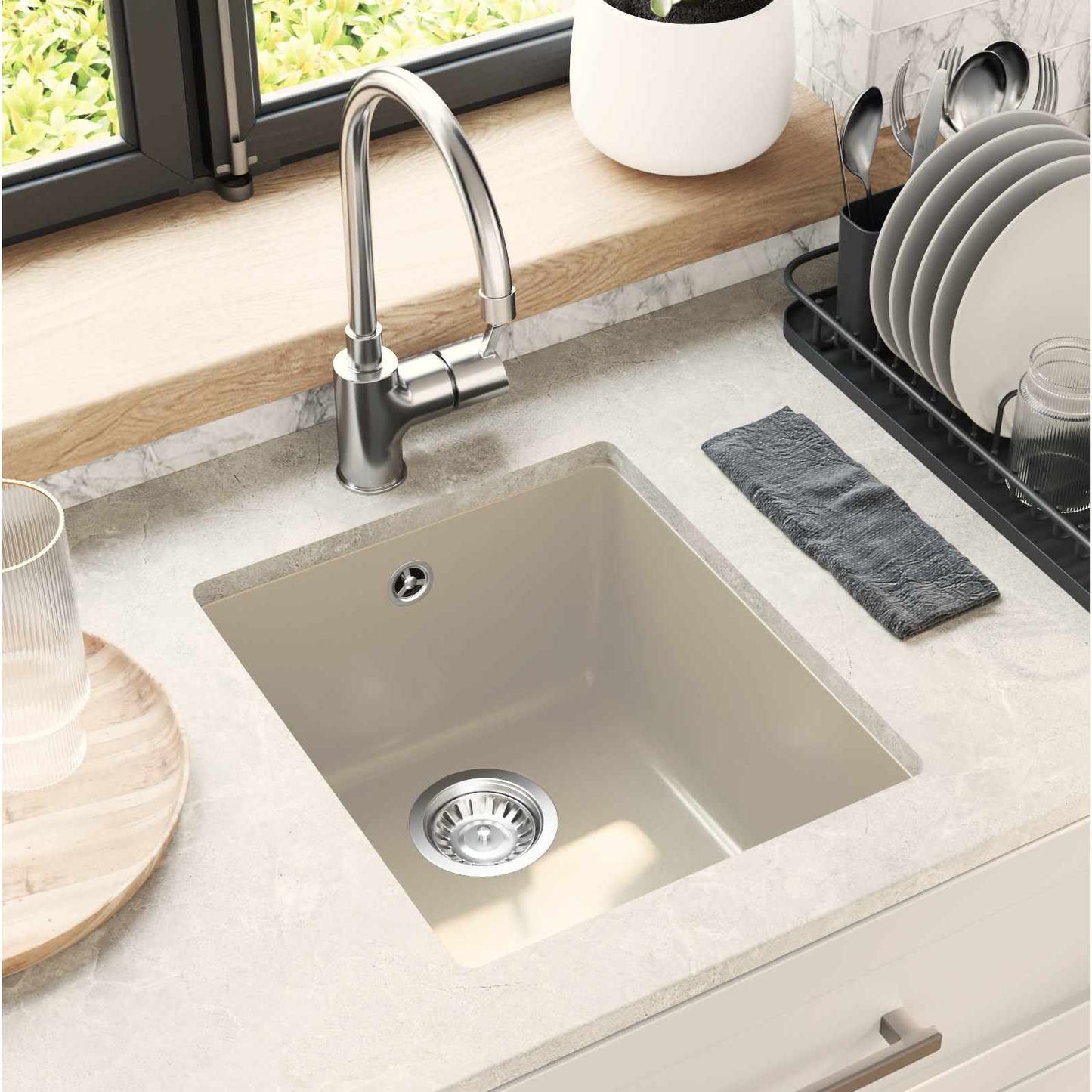 vidaXL Σιντρινο Μπεζ 370 x 460 mm 80% Χαλαζίας και 20% Ρητίνη