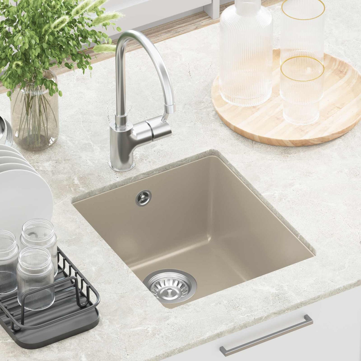 vidaXL Σιντρινο Μπεζ 370 x 460 mm 80% Χαλαζίας και 20% Ρητίνη