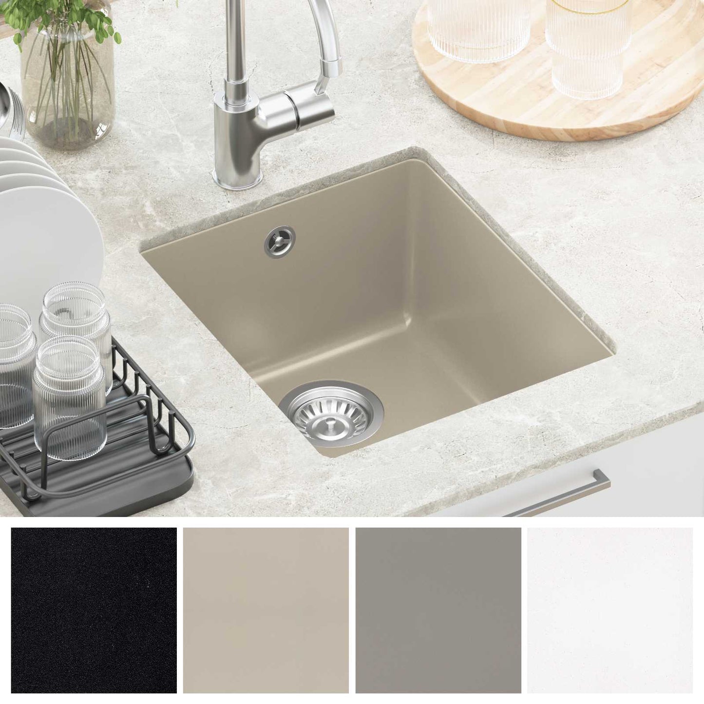 vidaXL Σιντρινο Μπεζ 370 x 460 mm 80% Χαλαζίας και 20% Ρητίνη