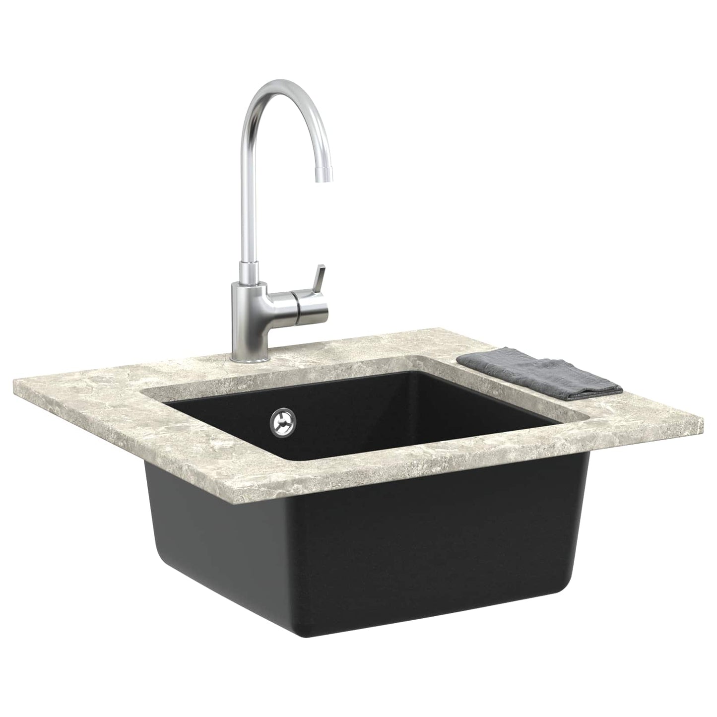 vidaXL Σιντρινο Μαύρο 430 x 460 mm 80% Χαλαζίας και 20% Ρητίνη