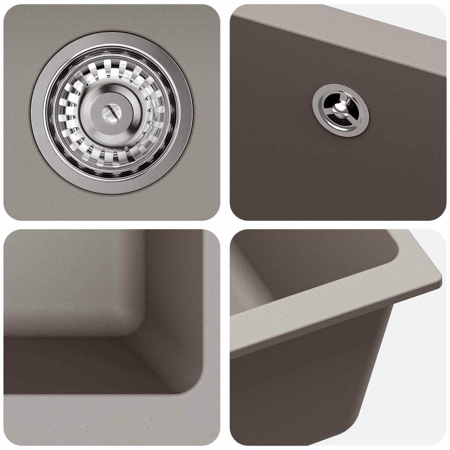 vidaXL Σιντρινο Γκρι 430 x 460 mm 80% Χαλαζίας και 20% Ρητίνη