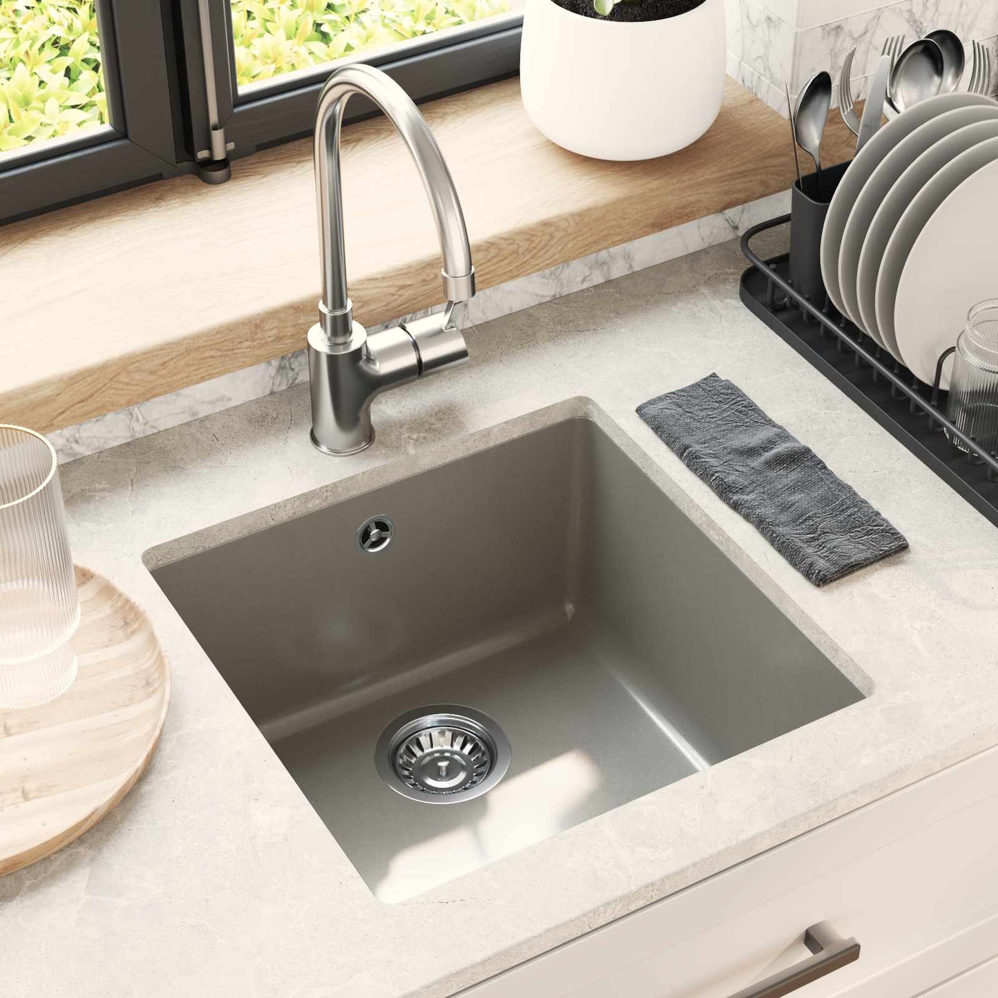 vidaXL Σιντρινο Γκρι 430 x 460 mm 80% Χαλαζίας και 20% Ρητίνη