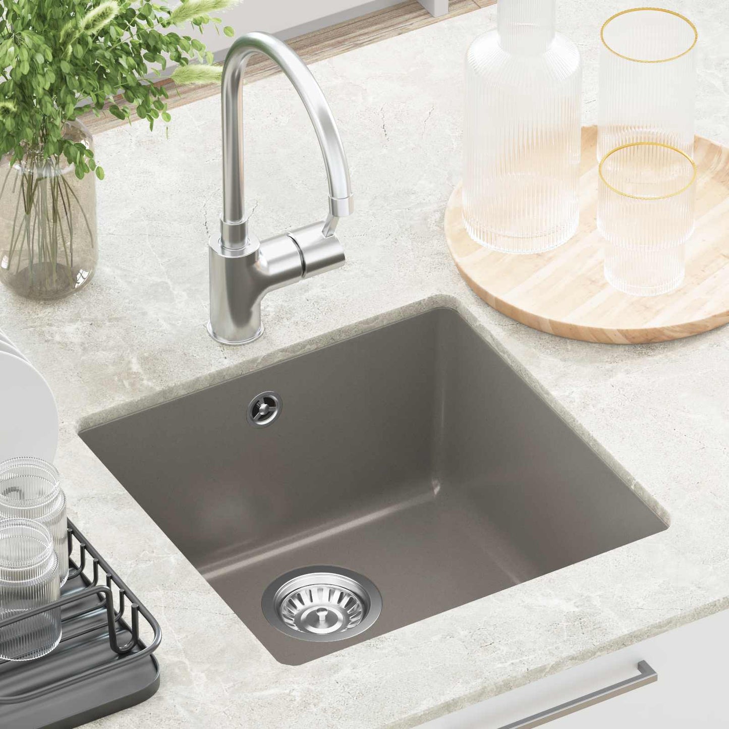 vidaXL Σιντρινο Γκρι 430 x 460 mm 80% Χαλαζίας και 20% Ρητίνη