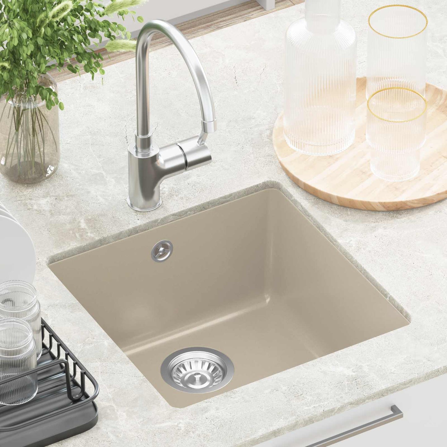 vidaXL Σιντρινο Μπεζ 430 x 460 mm 80% Χαλαζίας και 20% Ρητίνη